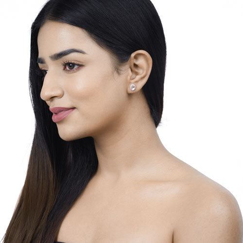 1.61 Carat Genuine Morganite and White Diamond 14K Rose Gold Earrings on sale at MyriadMart