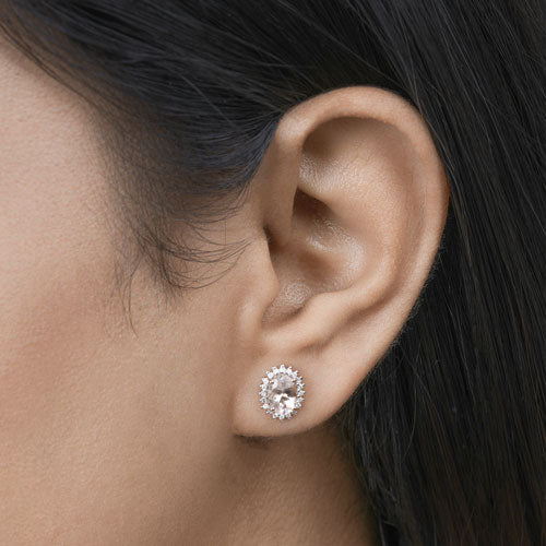 1.61 Carat Genuine Morganite and White Diamond 14K Rose Gold Earrings on sale at MyriadMart