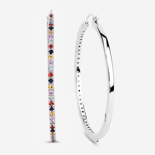 2.24 Carat Genuine Multi Sapphire .925 Sterling Silver Earrings on sale at MyriadMart