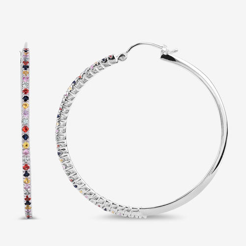2.24 Carat Genuine Multi Sapphire .925 Sterling Silver Earrings on sale at MyriadMart