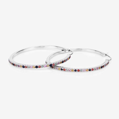 2.24 Carat Genuine Multi Sapphire .925 Sterling Silver Earrings on sale at MyriadMart