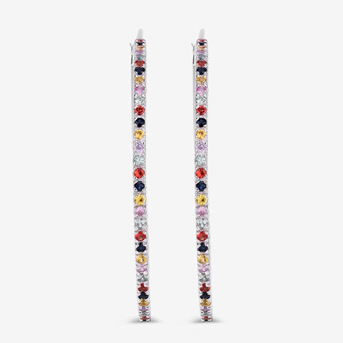 2.24 Carat Genuine Multi Sapphire .925 Sterling Silver Earrings on sale at MyriadMart
