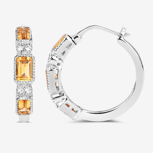 2.88 Carat Genuine Citrine and White Topaz .925 Sterling Silver Earrings on sale at MyriadMart