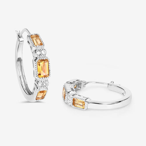 2.88 Carat Genuine Citrine and White Topaz .925 Sterling Silver Earrings on sale at MyriadMart