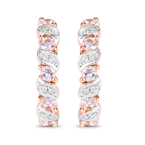 0.98 Carat Genuine Morganite and White Topaz .925 Sterling Silver Earrings on sale at MyriadMart