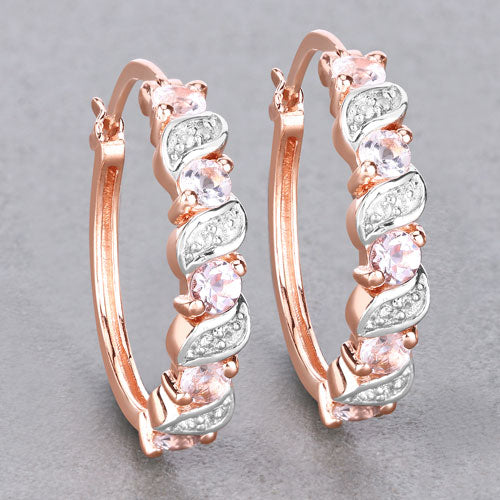 0.98 Carat Genuine Morganite and White Topaz .925 Sterling Silver Earrings on sale at MyriadMart