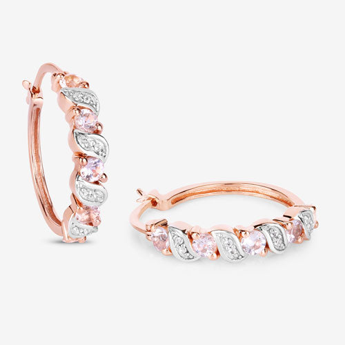 0.98 Carat Genuine Morganite and White Topaz .925 Sterling Silver Earrings on sale at MyriadMart