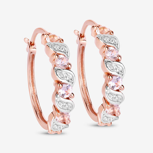 0.98 Carat Genuine Morganite and White Topaz .925 Sterling Silver Earrings on sale at MyriadMart