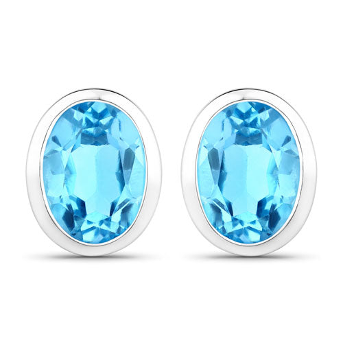 4.00 Carat Genuine Swiss Blue Topaz .925 Sterling Silver Earrings on sale at MyriadMart