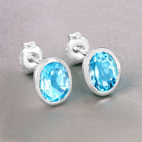 4.00 Carat Genuine Swiss Blue Topaz .925 Sterling Silver Earrings on sale at MyriadMart