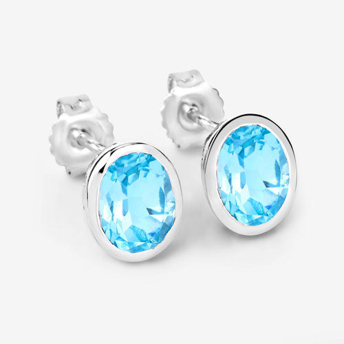 4.00 Carat Genuine Swiss Blue Topaz .925 Sterling Silver Earrings on sale at MyriadMart
