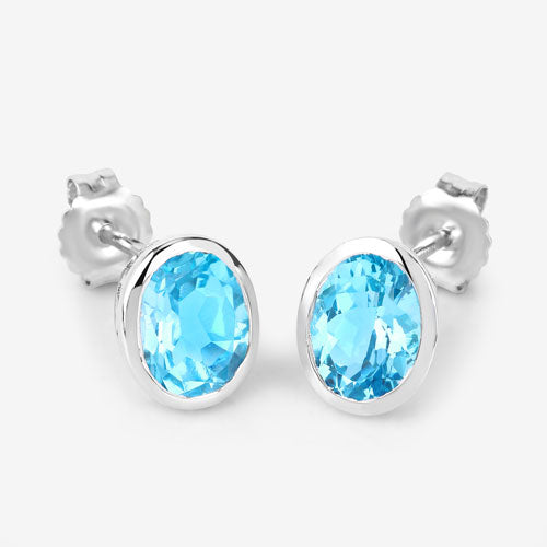 4.00 Carat Genuine Swiss Blue Topaz .925 Sterling Silver Earrings on sale at MyriadMart