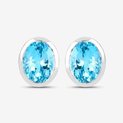 4.00 Carat Genuine Swiss Blue Topaz .925 Sterling Silver Earrings on sale at MyriadMart