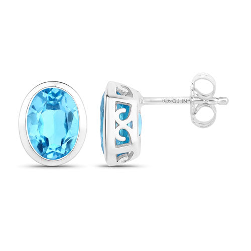 4.00 Carat Genuine Swiss Blue Topaz .925 Sterling Silver Earrings on sale at MyriadMart