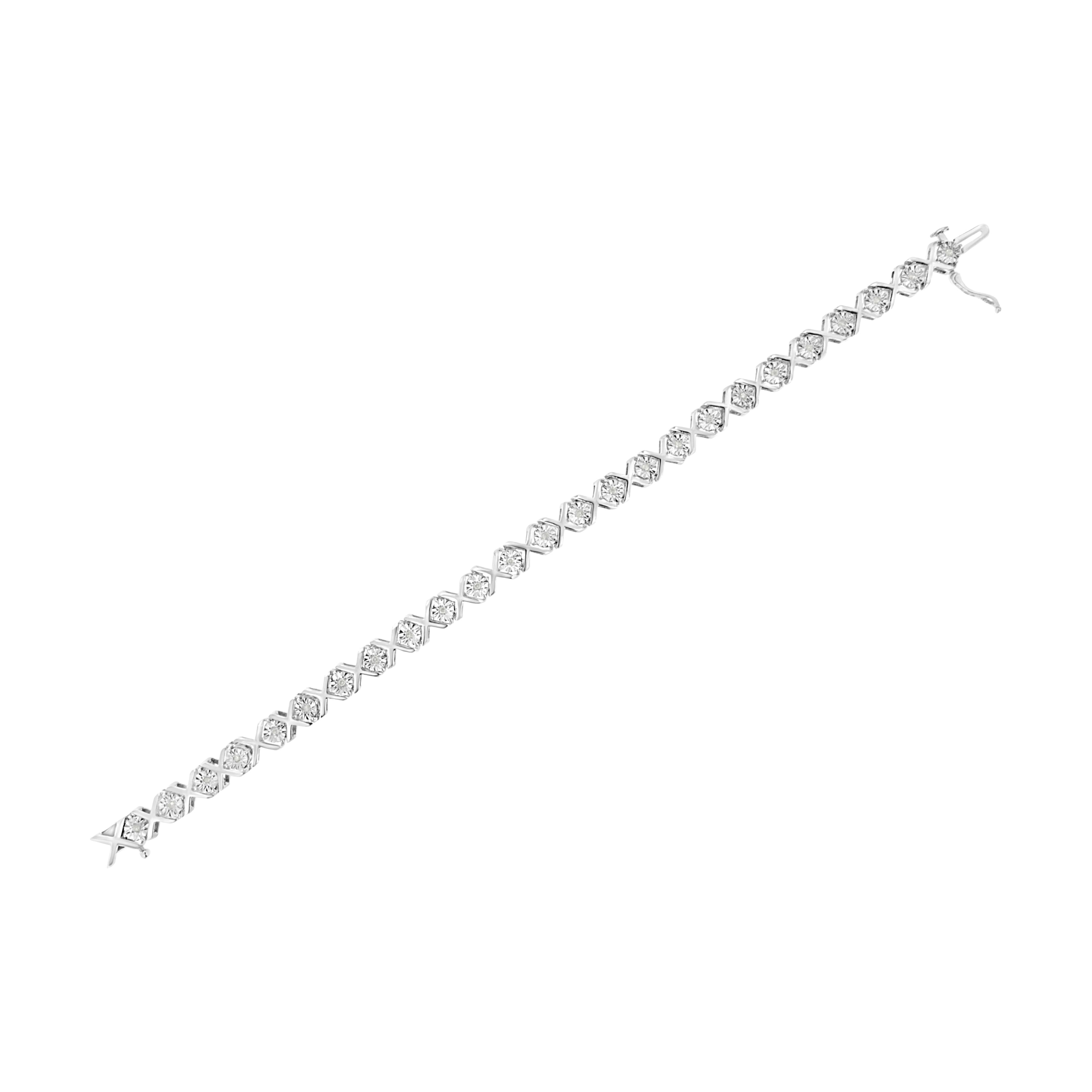.925 Sterling Silver 1/4 Cttw Miracle Set Diamond "X" Link Bracelet I-J Color, I3 Clarity - 7.25" on sale at MyriadMart