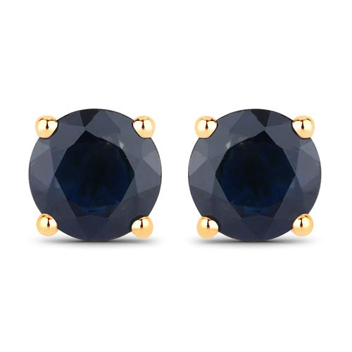 1.70 Carat Genuine Blue Sapphire 14K Yellow Gold Earrings on sale at MyriadMart