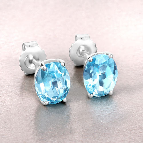 4.00 Carat Genuine Swiss Blue Topaz .925 Sterling Silver Earrings on sale at MyriadMart
