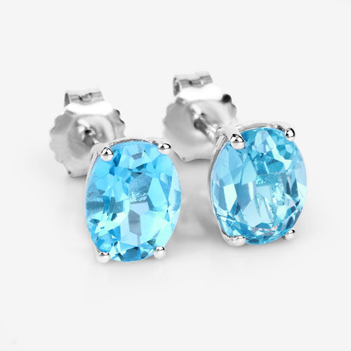 4.00 Carat Genuine Swiss Blue Topaz .925 Sterling Silver Earrings on sale at MyriadMart