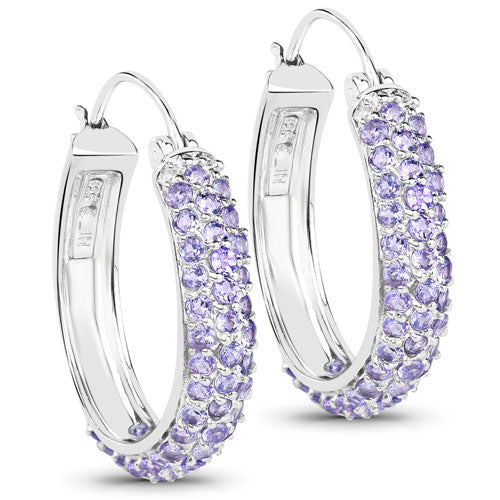 3.06 Carat Genuine Tanzanite .925 Sterling Silver Earrings on sale at MyriadMart