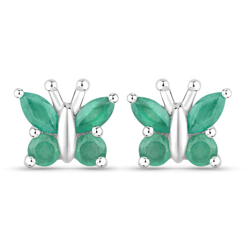0.88 Carat Genuine Emerald .925 Sterling Silver Earrings on sale at MyriadMart