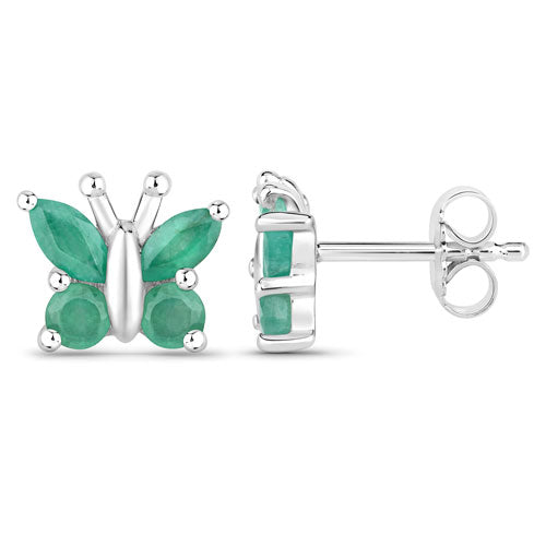 0.88 Carat Genuine Emerald .925 Sterling Silver Earrings on sale at MyriadMart