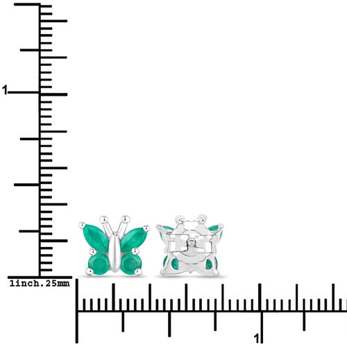 0.88 Carat Genuine Emerald .925 Sterling Silver Earrings on sale at MyriadMart