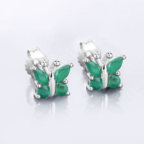 0.88 Carat Genuine Emerald .925 Sterling Silver Earrings on sale at MyriadMart