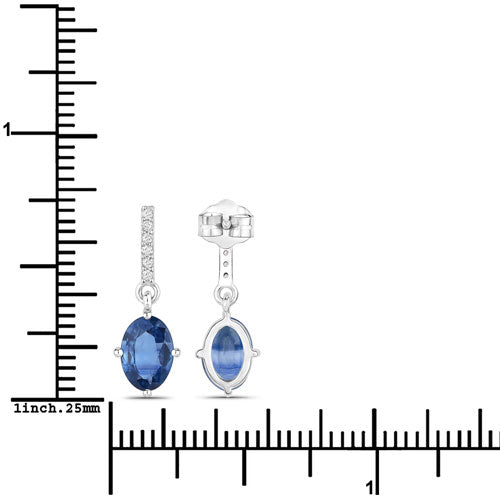 1.95 Carat Genuine Blue Sapphire and White Diamond 14K White Gold Earrings on sale at MyriadMart