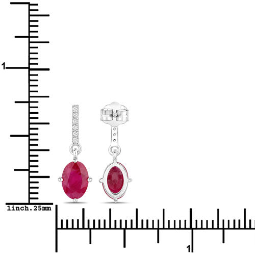1.75 Carat Genuine Ruby and White Diamond 14K White Gold Earrings on sale at MyriadMart