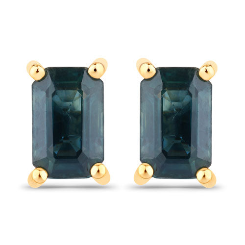 0.80 Carat Genuine Blue Sapphire 14K Yellow Gold Earrings on sale at MyriadMart