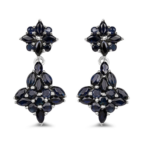 3.33 Carat Genuine Blue Sapphire .925 Sterling Silver Earrings on sale at MyriadMart