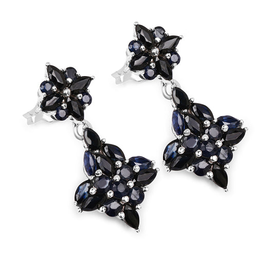 3.33 Carat Genuine Blue Sapphire .925 Sterling Silver Earrings on sale at MyriadMart
