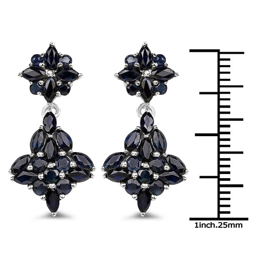 3.33 Carat Genuine Blue Sapphire .925 Sterling Silver Earrings on sale at MyriadMart