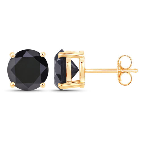 4.12 Carat Genuine Black Diamond 14K Yellow Gold Earrings on sale at MyriadMart