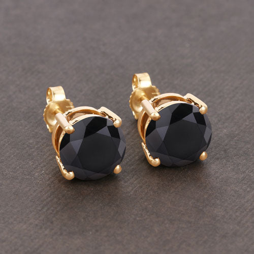 4.91 Carat Genuine Black Diamond 14K Yellow Gold Earrings on sale at MyriadMart