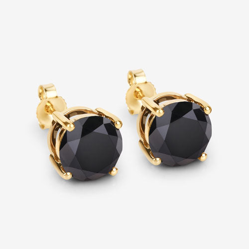 4.91 Carat Genuine Black Diamond 14K Yellow Gold Earrings on sale at MyriadMart