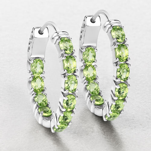 3.40 Carat Genuine Peridot .925 Sterling Silver Earrings on sale at MyriadMart