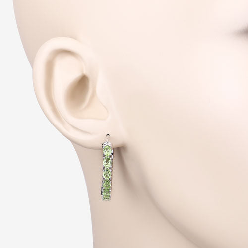 3.40 Carat Genuine Peridot .925 Sterling Silver Earrings on sale at MyriadMart