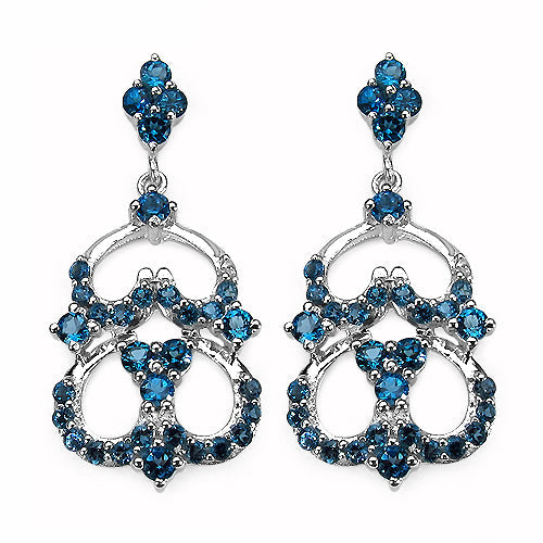 4.84 Carat Genuine London Blue Topaz .925 Sterling Silver Earrings on sale at MyriadMart