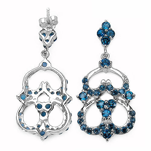 4.84 Carat Genuine London Blue Topaz .925 Sterling Silver Earrings on sale at MyriadMart