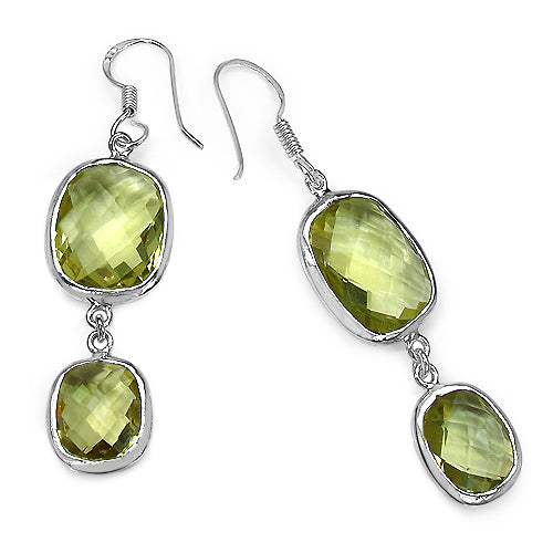 25.74 Carat Genuine Lemon Quartz .925 Sterling Silver Earrings on sale at MyriadMart