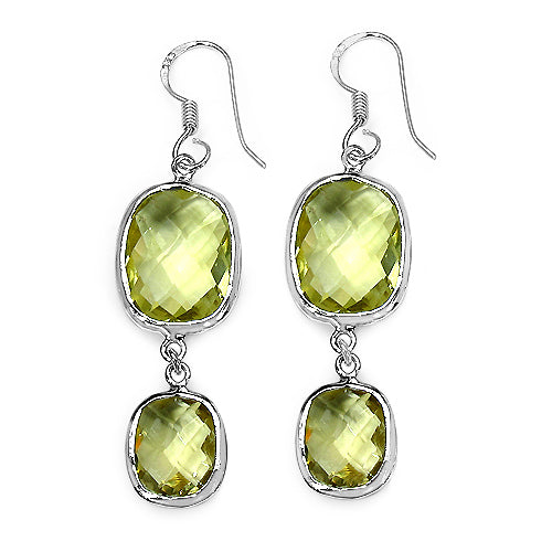 25.74 Carat Genuine Lemon Quartz .925 Sterling Silver Earrings on sale at MyriadMart
