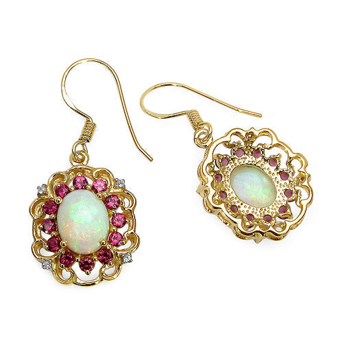 14K Yellow Gold Plated 4.94 Carat Genuine Multi Stones .925 Sterling Silver Earrings on sale at MyriadMart