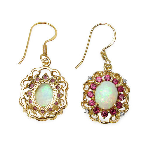 14K Yellow Gold Plated 4.94 Carat Genuine Multi Stones .925 Sterling Silver Earrings on sale at MyriadMart