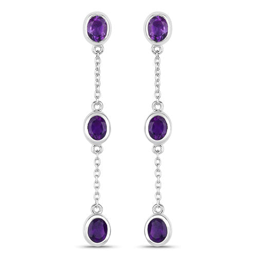 2.04 Carat Genuine Amethyst .925 Sterling Silver Earrings on sale at MyriadMart
