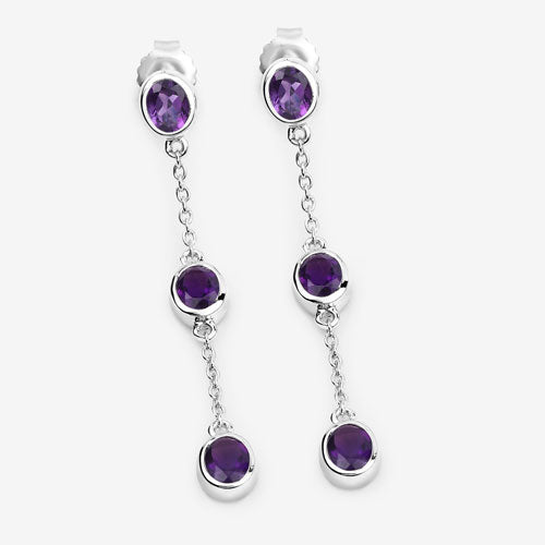 2.04 Carat Genuine Amethyst .925 Sterling Silver Earrings on sale at MyriadMart