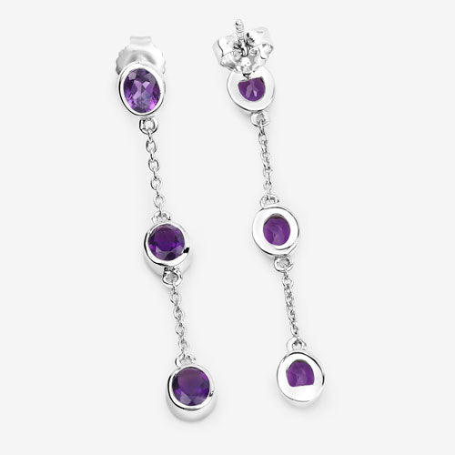 2.04 Carat Genuine Amethyst .925 Sterling Silver Earrings on sale at MyriadMart
