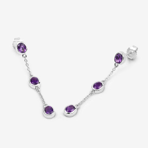 2.04 Carat Genuine Amethyst .925 Sterling Silver Earrings on sale at MyriadMart