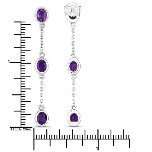 2.04 Carat Genuine Amethyst .925 Sterling Silver Earrings on sale at MyriadMart