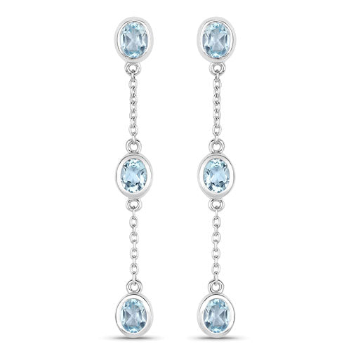 2.16 Carat Genuine Blue Topaz .925 Sterling Silver Earrings on sale at MyriadMart